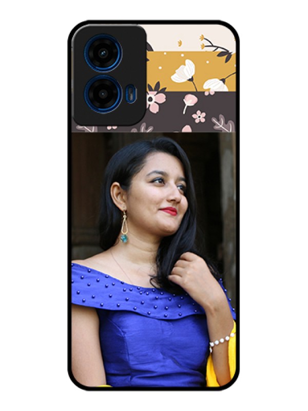 Custom Moto G45 5G Custom Glass Phone Case - Stylish Floral Design