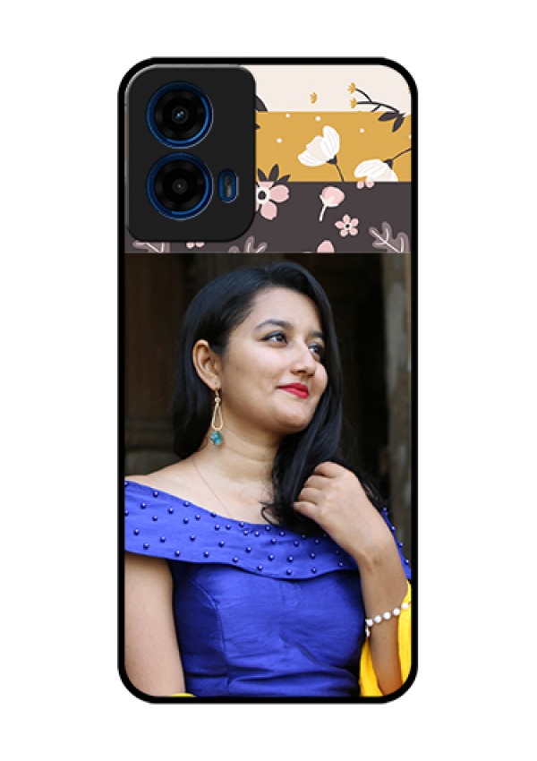 Moto G45 5G Custom Glass Phone Case - Stylish Floral Design