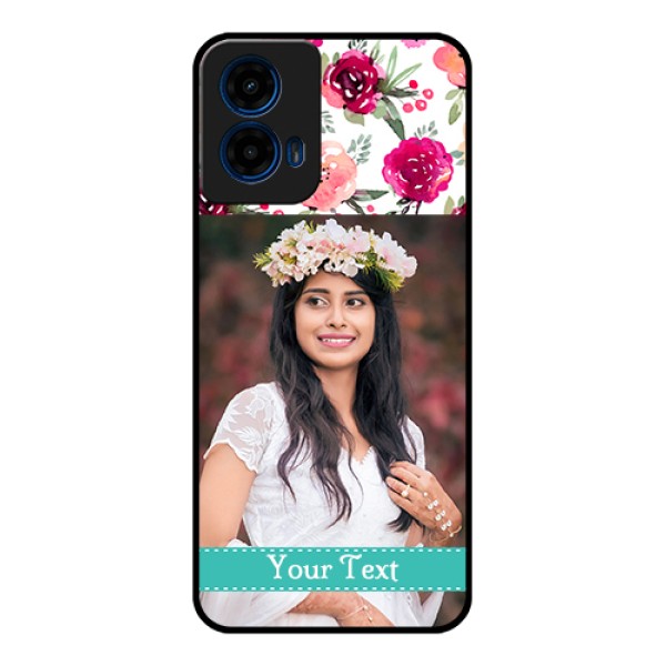 Moto G45 5G Custom Glass Phone Case - Water Colors Floral Design Moto G45 5G Custom Glass Phone Case - Water Colors Floral Design