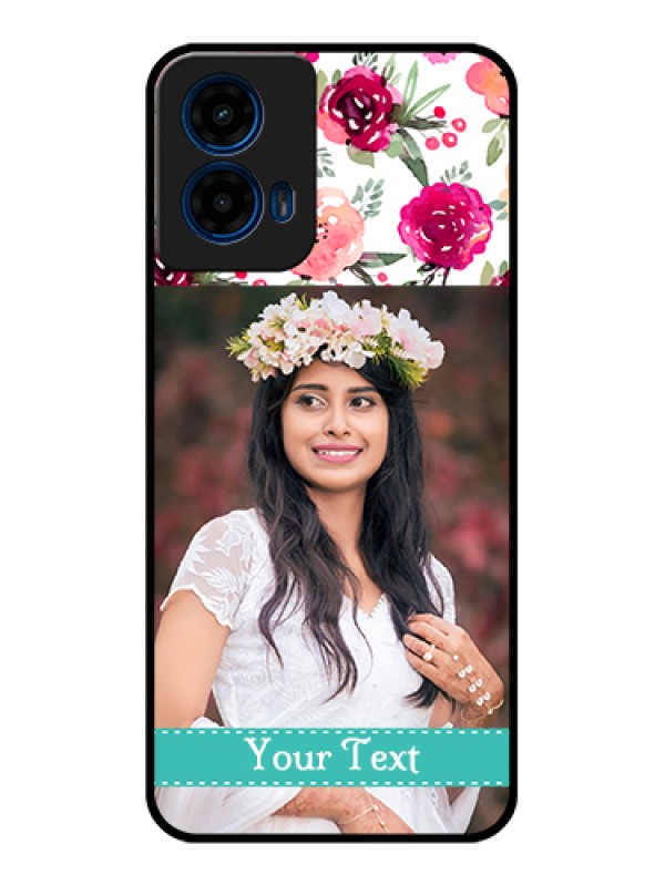 Custom Moto G45 5G Custom Glass Phone Case - Water Colors Floral Design