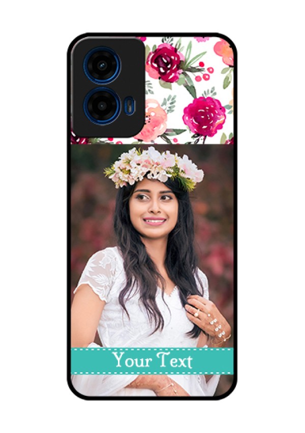 Moto G45 5G Custom Glass Phone Case - Water Colors Floral Design