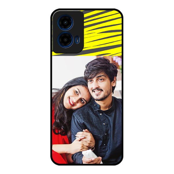 Moto G45 5G Custom Glass Phone Case - Yellow Abstract Design Moto G45 5G Custom Glass Phone Case - Yellow Abstract Design