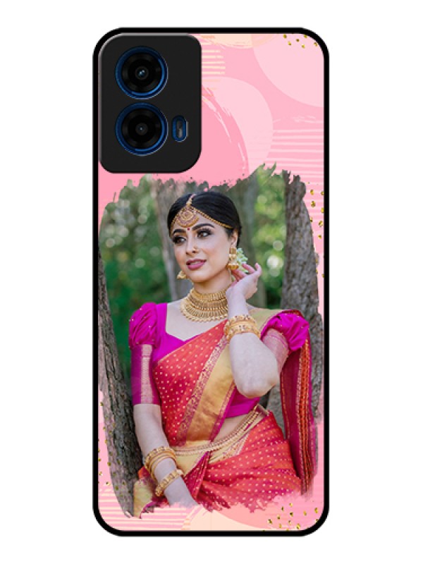 Custom Moto G45 5G Custom Glass Phone Case - Gold Glitter Splash Design