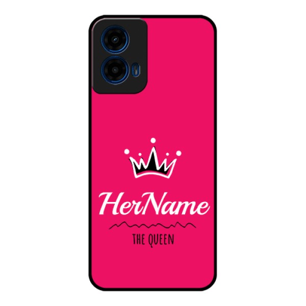 Moto G45 5G Custom Glass Phone Case - Queen With Name Design Moto G45 5G Custom Glass Phone Case - Queen With Name Design