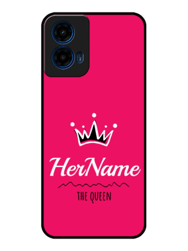 Custom Moto G45 5G Custom Glass Phone Case - Queen With Name Design