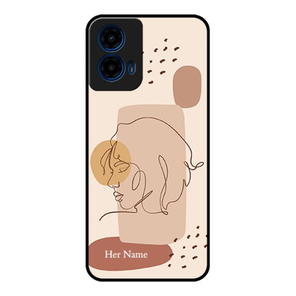 Moto G45 5G Custom Glass Phone Case - Calm Woman Line Art Design Moto G45 5G Custom Glass Phone Case - Calm Woman Line Art Design