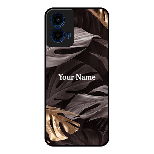 Moto G45 5G Custom Glass Phone Case - Wild Leaves Digital Paint Design