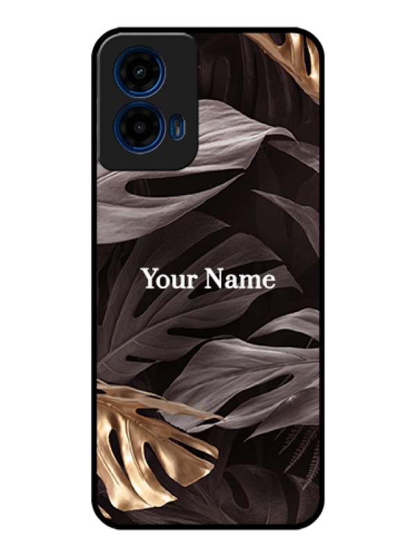 Custom Moto G45 5G Custom Glass Phone Case - Wild Leaves Digital Paint Design