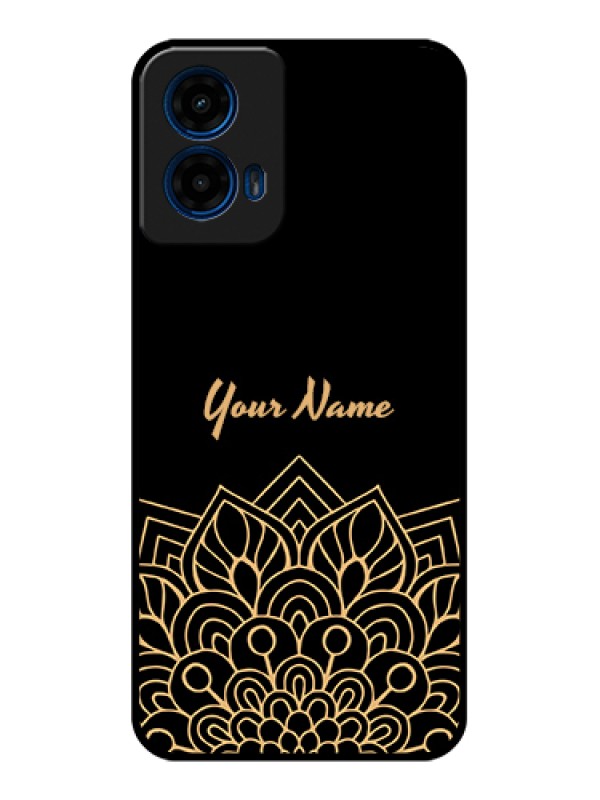 Custom Moto G45 5G Custom Glass Phone Case - Golden Mandala Design
