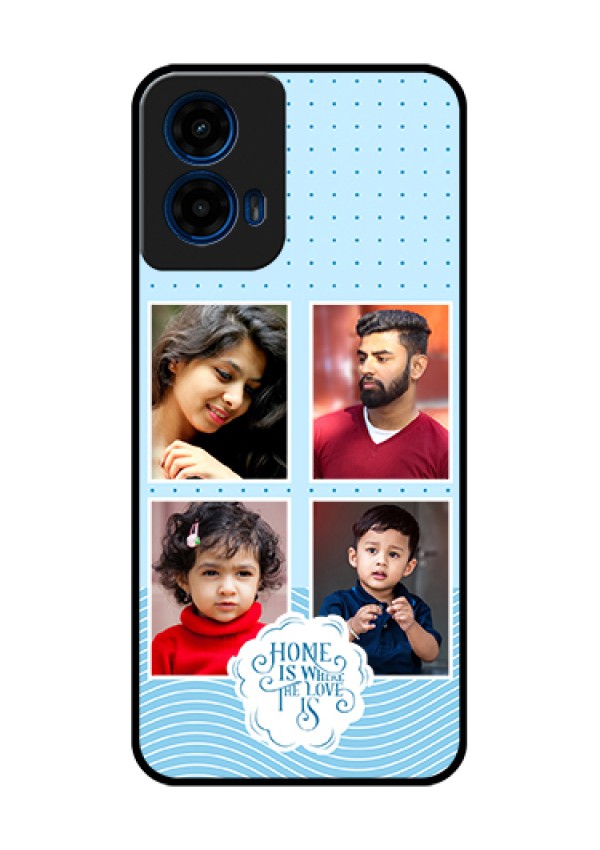 Moto G45 5G Custom Glass Phone Case - Cute Love Quote With 4 Pic Upload Design