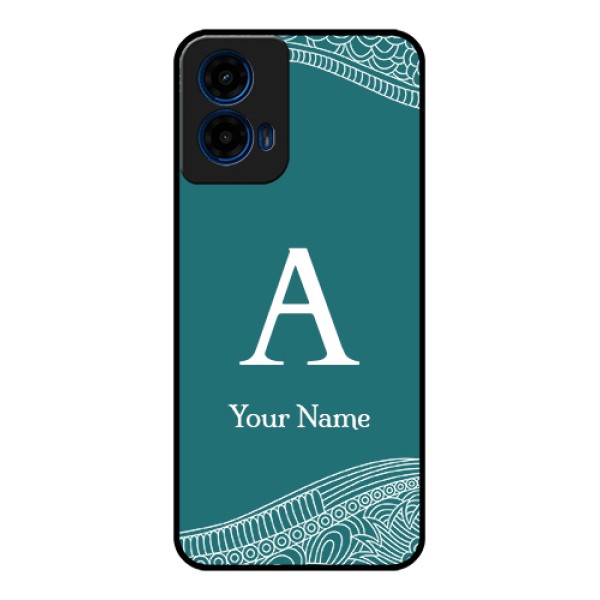 Moto G45 5G Custom Glass Phone Case - Line Art Pattern With Custom Name Design Moto G45 5G Custom Glass Phone Case - Line Art Pattern With Custom Name Design