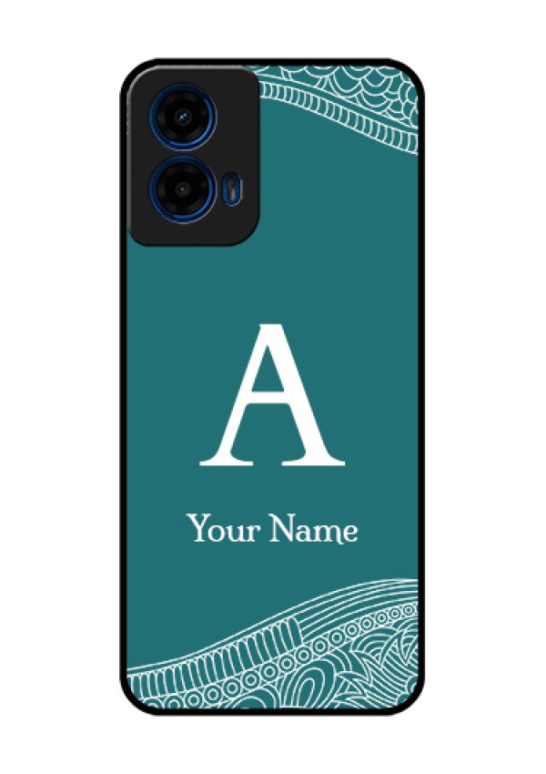 Moto G45 5G Custom Glass Phone Case - Line Art Pattern With Custom Name Design