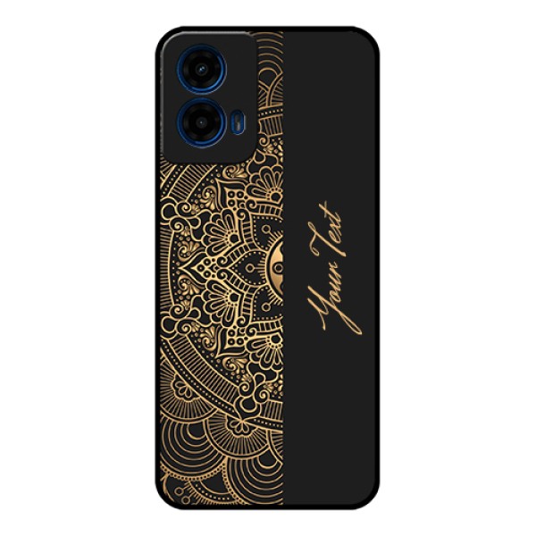 Moto G45 5G Custom Glass Phone Case - Mandala Art With Custom Text Design