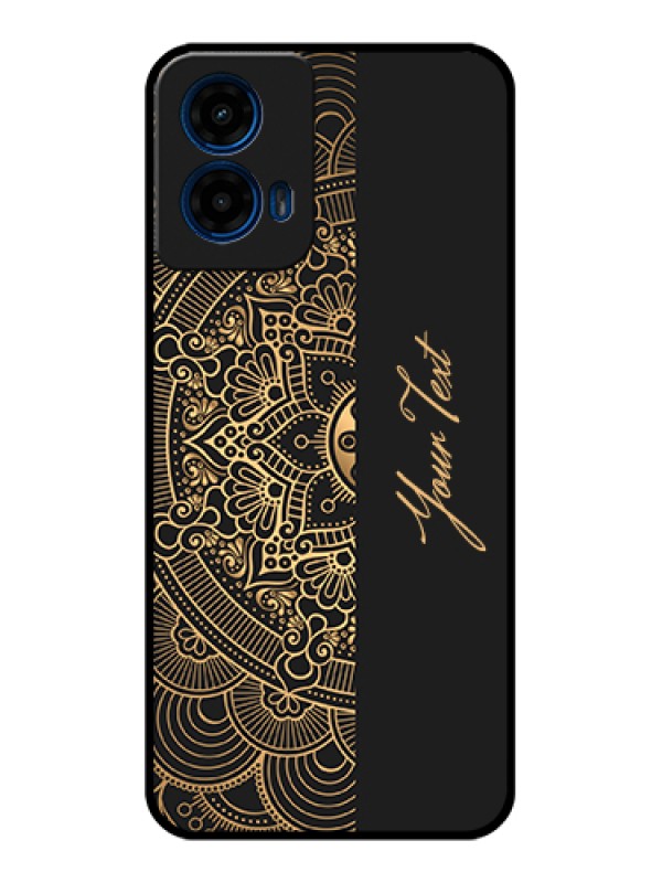 Custom Moto G45 5G Custom Glass Phone Case - Mandala Art With Custom Text Design