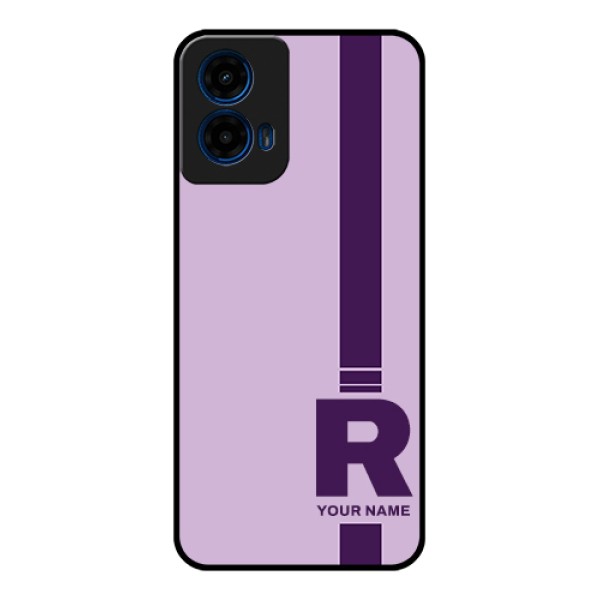 Moto G45 5G Custom Glass Phone Case - Simple Dual Tone Stripe With Name Design Moto G45 5G Custom Glass Phone Case - Simple Dual Tone Stripe With Name Design