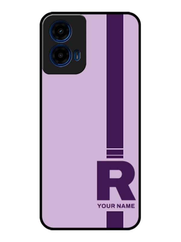 Custom Moto G45 5G Custom Glass Phone Case - Simple Dual Tone Stripe With Name Design