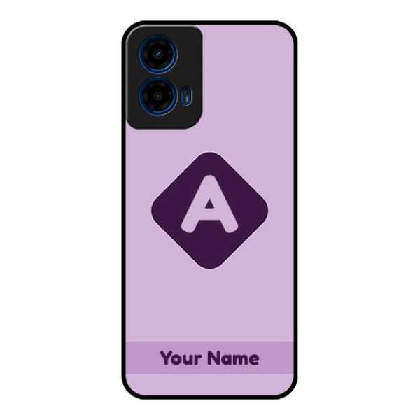 Moto G45 5G Custom Glass Phone Case - Custom Letter In Curved Badge Design
