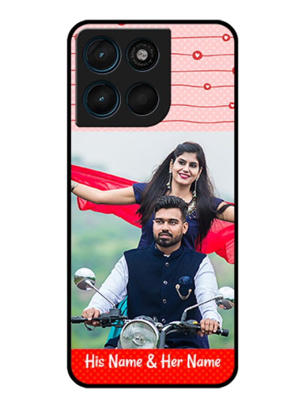 Custom Motorola Moto G57 Power Custom Glass Phone Case - Red Pattern Case Design