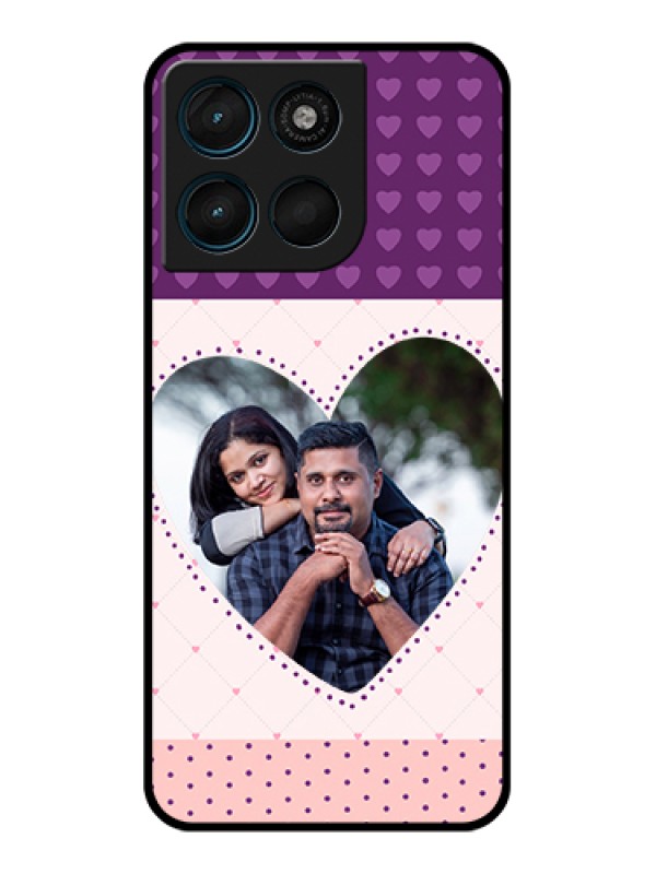 Custom Motorola Moto G57 Power Custom Glass Phone Case - Violet Love Dots Design
