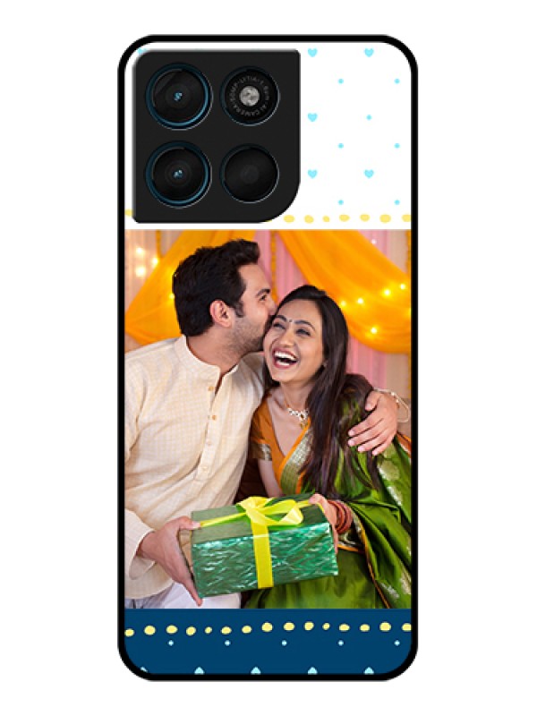 Custom Motorola Moto G57 Power Custom Glass Phone Case - White And Blue Abstract Design