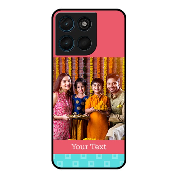 Motorola Moto G57 Power Custom Glass Phone Case - Peach & Blue Color Design Motorola Moto G57 Power Custom Glass Phone Case - Peach & Blue Color Design
