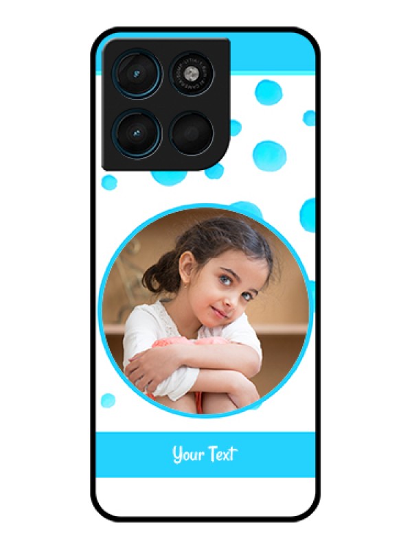 Custom Motorola Moto G57 Power Custom Glass Phone Case - Blue Bubbles Pattern Design