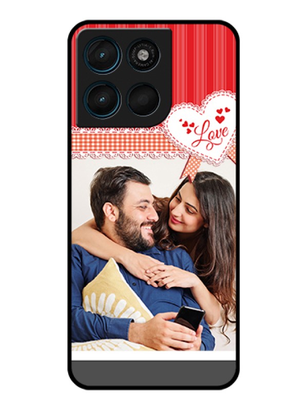 Custom Motorola Moto G57 Power Custom Glass Phone Case - Red Love Pattern Design