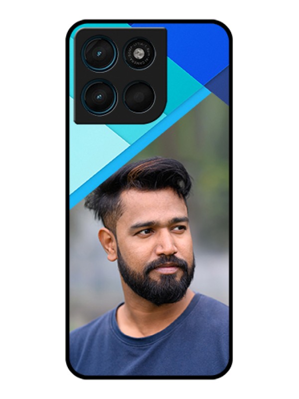 Custom Motorola Moto G57 Power Custom Glass Phone Case - Blue Pattern Design