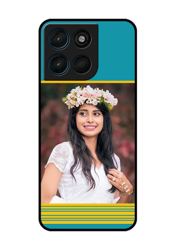 Motorola Moto G57 Power Custom Glass Phone Case - Yellow & Blue Design