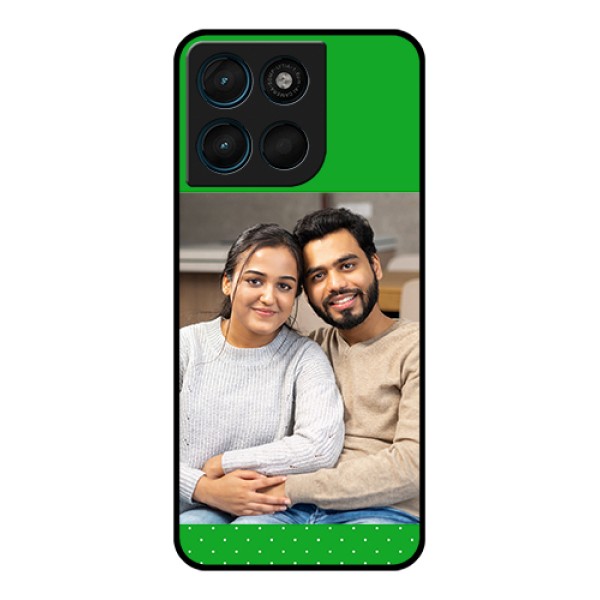 Motorola Moto G57 Power Custom Glass Phone Case - Green Pattern Design