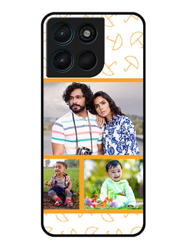 Custom Motorola Moto G57 Power Custom Glass Phone Case - Yellow Pattern Design