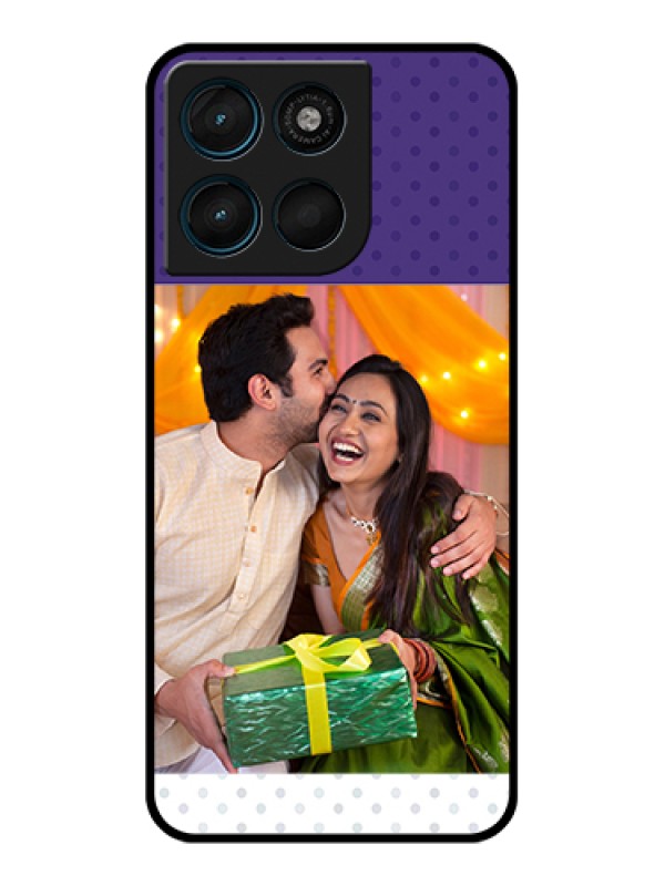 Custom Motorola Moto G57 Power Custom Glass Phone Case - Violet Colored Pattern Design