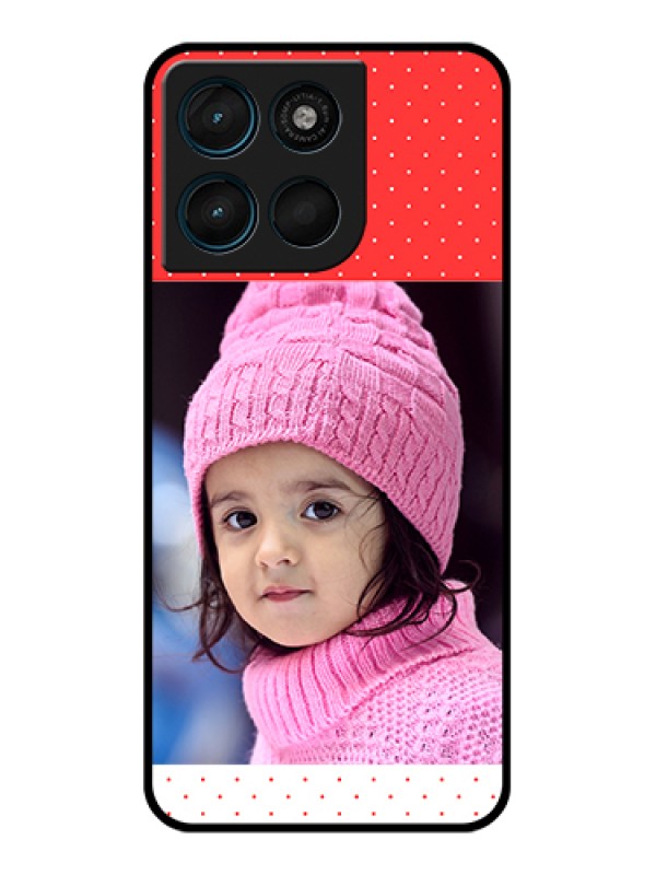 Custom Motorola Moto G57 Power Custom Glass Phone Case - Red Pattern Design