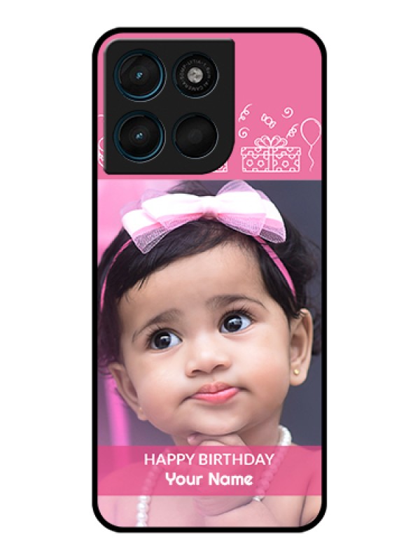 Custom Motorola Moto G57 Power Custom Glass Phone Case - With Birthday Line Art Design