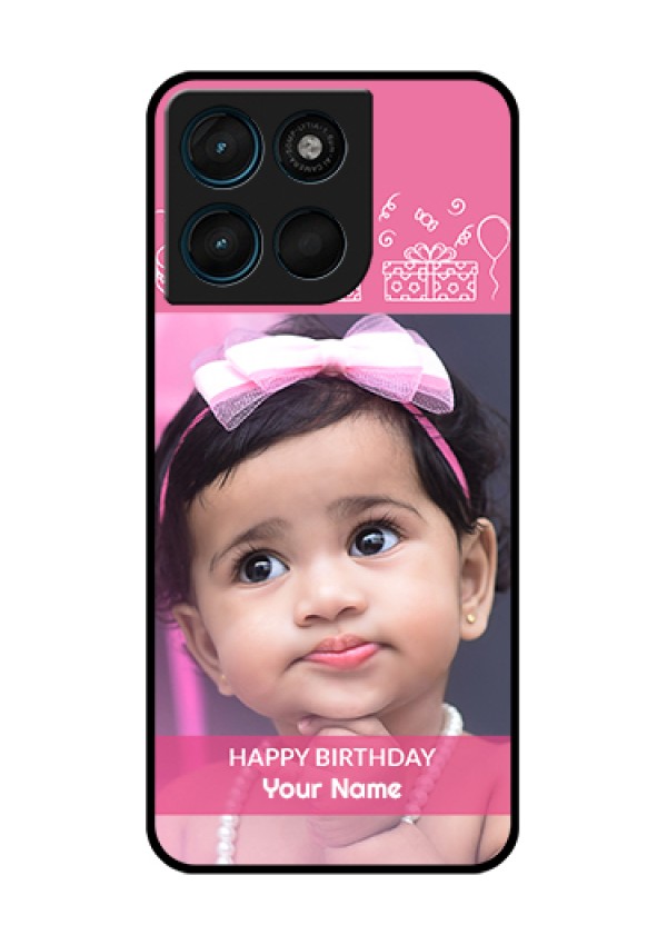 Motorola Moto G57 Power Custom Glass Phone Case - With Birthday Line Art Design