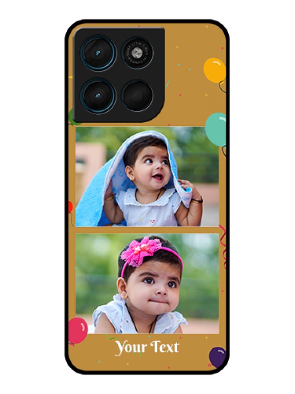 Custom Motorola Moto G57 Power Custom Glass Phone Case - Image Holder With Birthday Celebrations Design