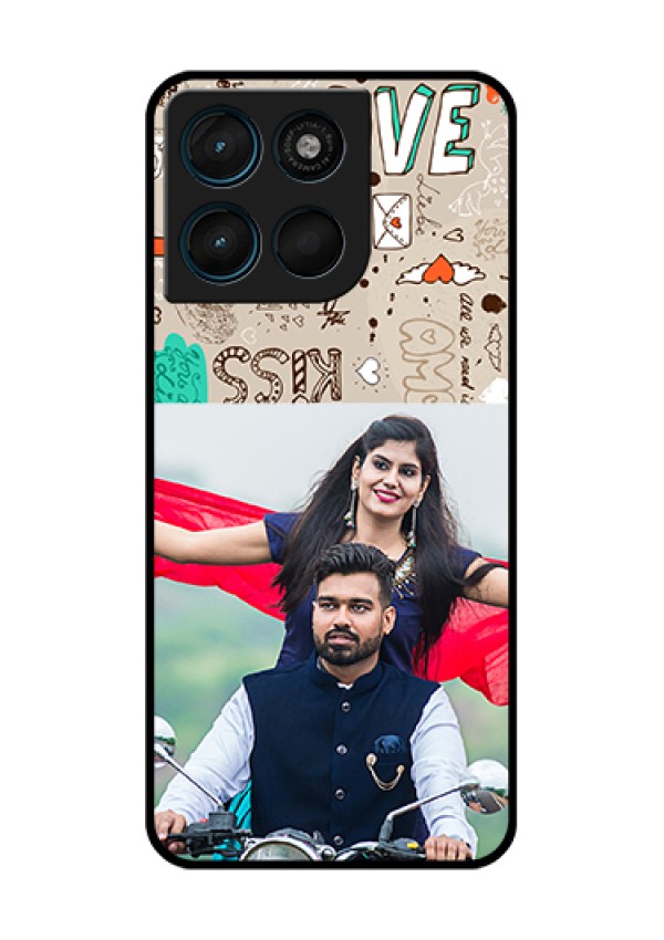 Motorola Moto G57 Power Custom Glass Phone Case - Love Doodle Pattern