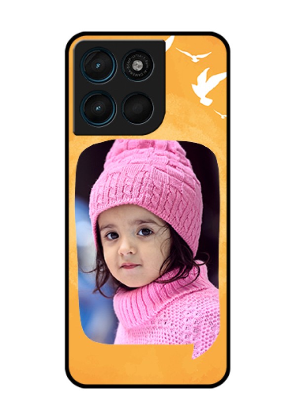 Motorola Moto G57 Power Custom Glass Phone Case - Water Color Design With Bird Icons