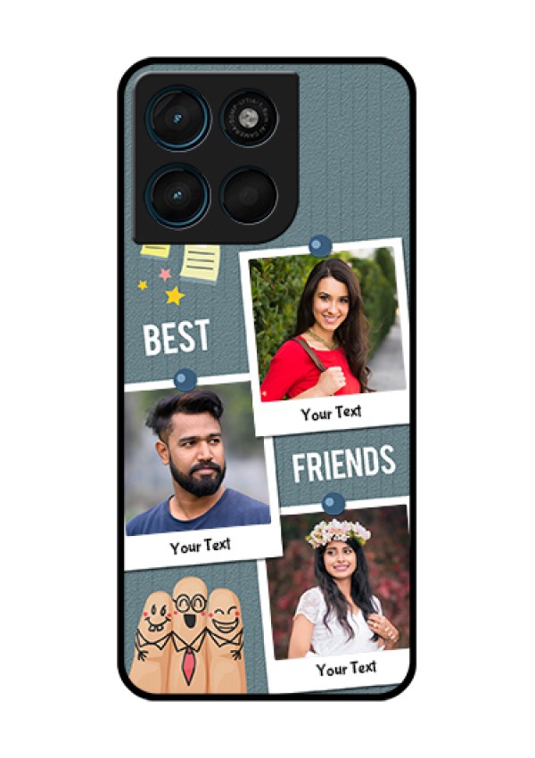 Motorola Moto G57 Power Custom Glass Phone Case - Sticky Frames And Friendship Design