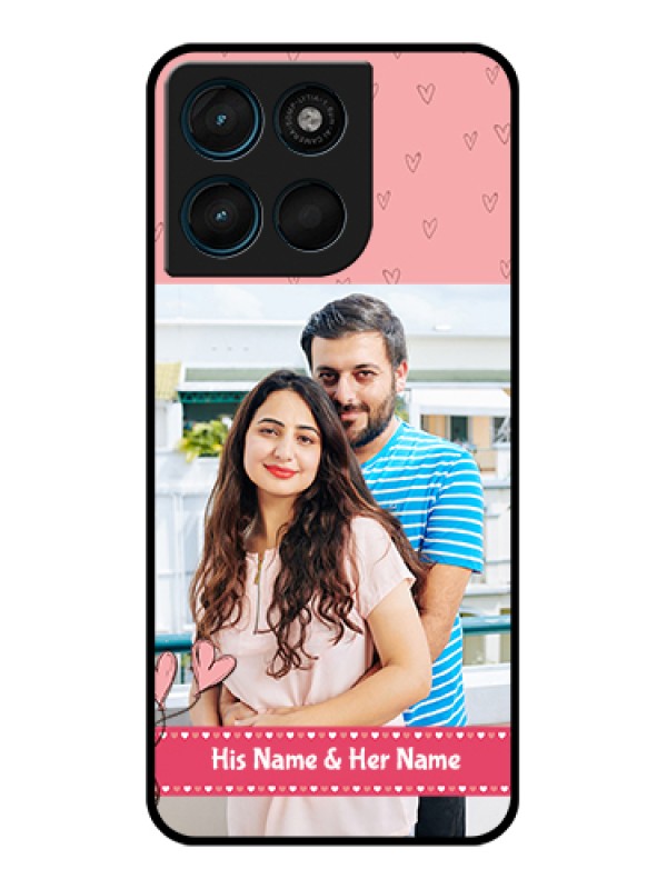 Custom Motorola Moto G57 Power Custom Glass Phone Case - Love Design Peach Color