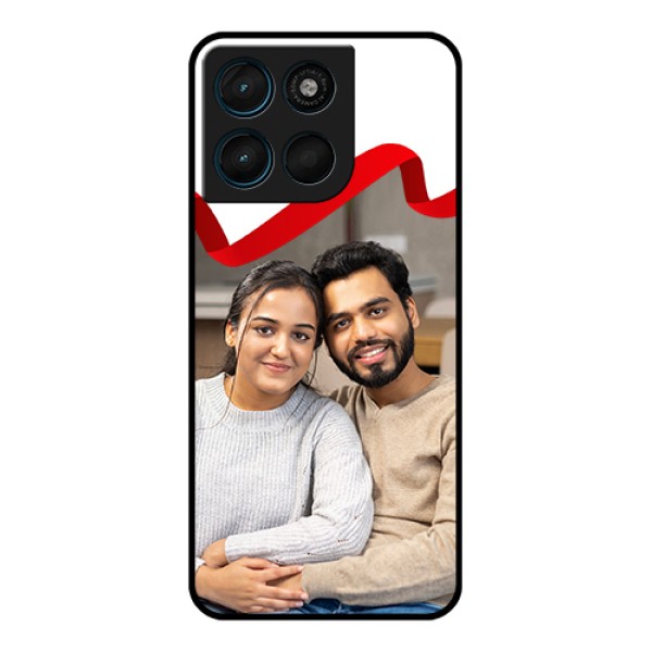 Motorola Moto G57 Power Custom Glass Phone Case - Red Ribbon Frame Design
