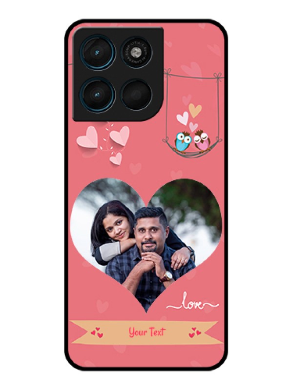 Custom Motorola Moto G57 Power Custom Glass Phone Case - Peach Color Love Design