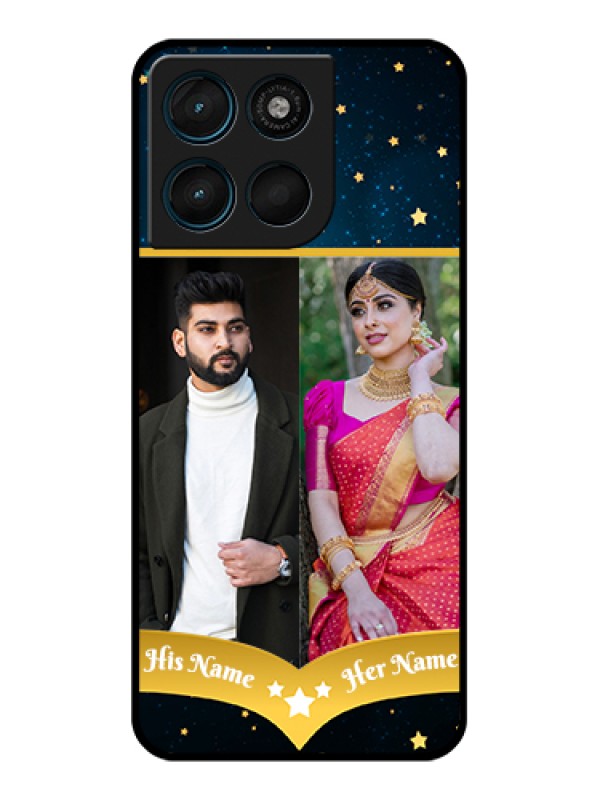 Custom Motorola Moto G57 Power Custom Glass Phone Case - Galaxy Stars Backdrop Design