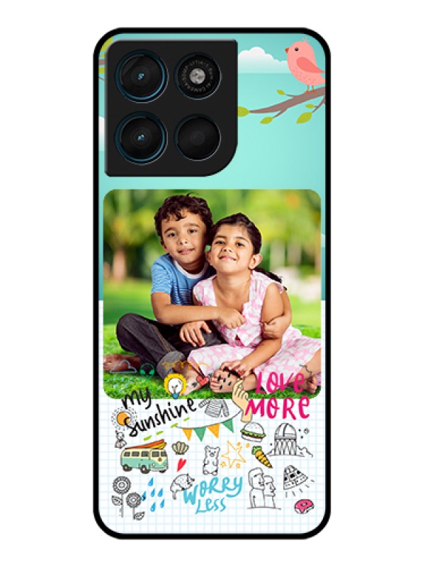 Custom Motorola Moto G57 Power Custom Glass Phone Case - Doodle Love Design