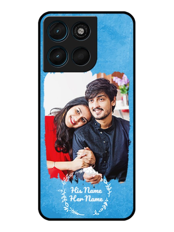 Custom Motorola Moto G57 Power Custom Glass Phone Case - Blue Color Vintage Design