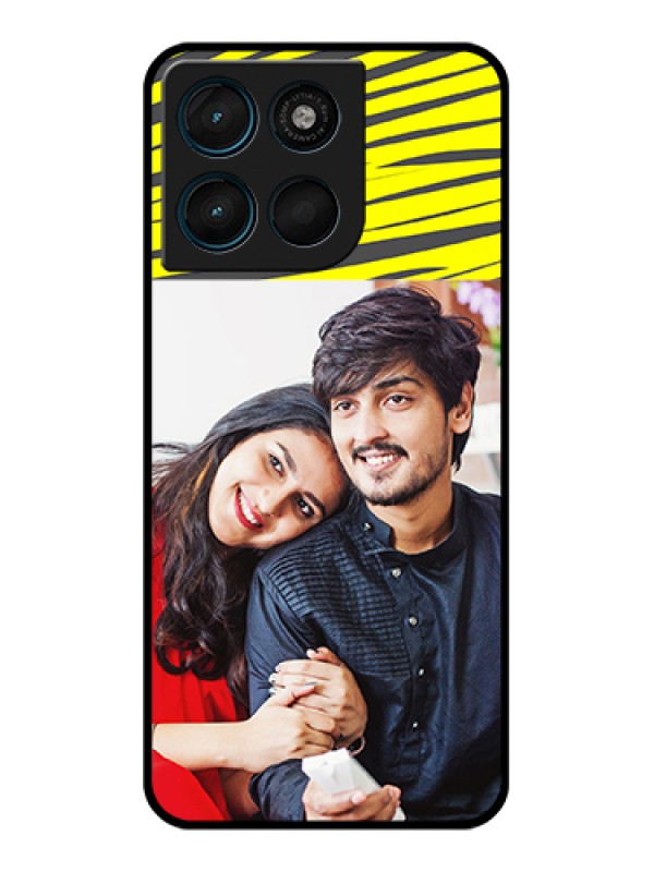 Custom Motorola Moto G57 Power Custom Glass Phone Case - Yellow Abstract Design