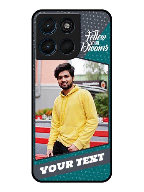 Custom Motorola Moto G57 Power Custom Glass Phone Case - Background Pattern Design With Quote