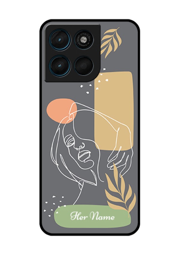 Motorola Moto G57 Power Custom Glass Phone Case - Gazing Woman Line Art Design