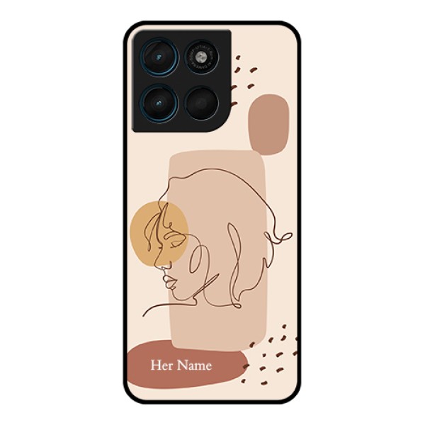 Motorola Moto G57 Power Custom Glass Phone Case - Calm Woman Line Art Design Motorola Moto G57 Power Custom Glass Phone Case - Calm Woman Line Art Design