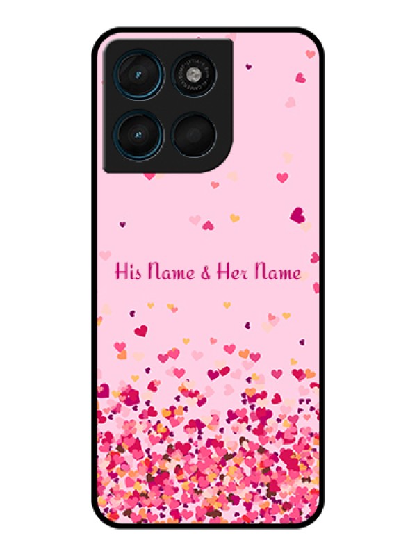 Custom Motorola Moto G57 Power Custom Glass Phone Case - Floating Hearts Design